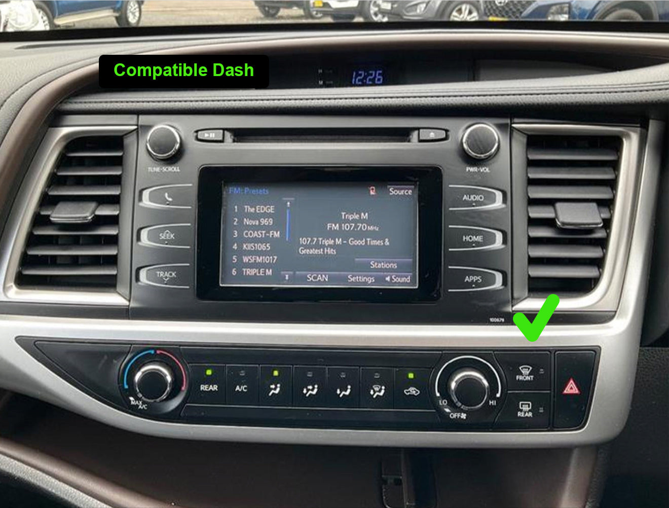 Toyota Kluger 2015-2021 GPS Bluetooth Wireless Apple CarPlay android auto 10" Touchscreen