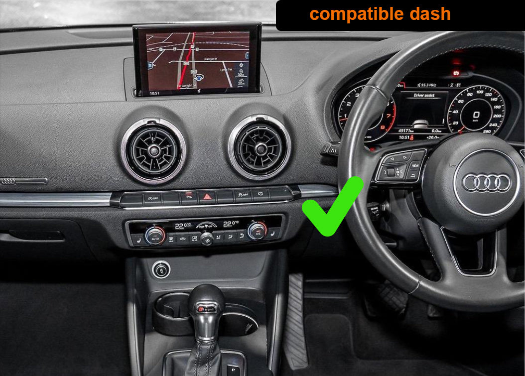 Audi A3 2012-2019 12.3 inch touchscreen aftermarket screen upgrade Car stereo wireless Carplay and wireless android auto