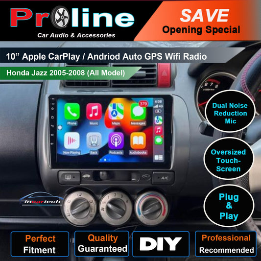 Honda Jazz 2005-2008 9" GPS Apple CarPlay Android Auto Navigation HeadUnit screen