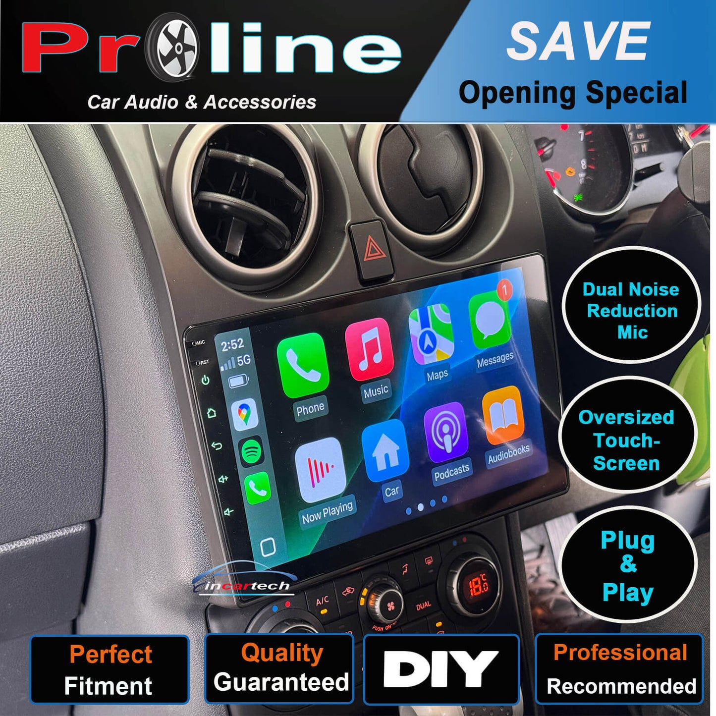 Nissan Dualis J10 2007-2013 Wireless Apple CarPlay Andriod Auto GPS Bluetooth Stereo
