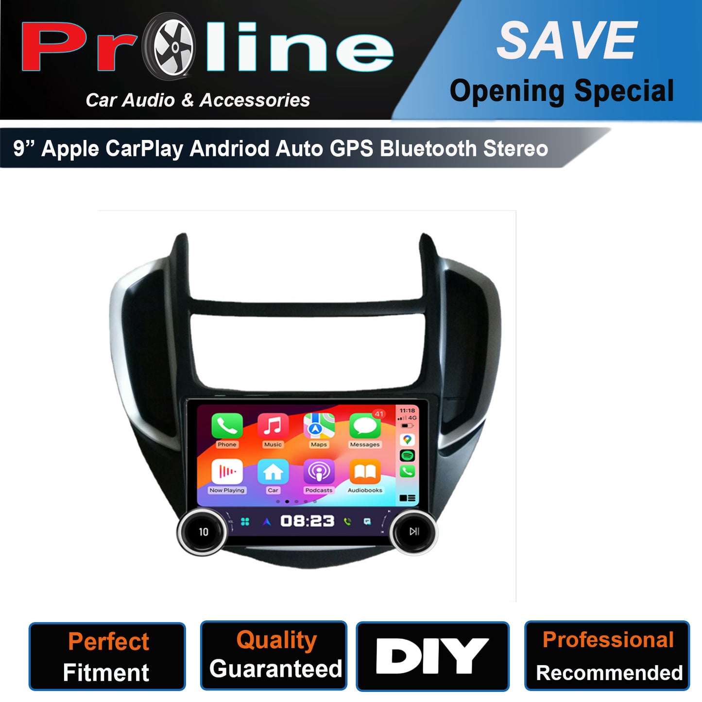 Holden Trax 2013-2017 10" Dual Knob Wireless Apple CarPlay Android Auto Stereo Radio