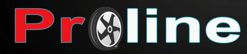 Logo with 'Proline' text and tire graphic on black background