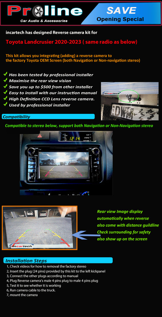 Toyota Land Cruiser 70 / 76 / 78 / 79 Series 2020 2021 2022 2023 Reverse Camera Kit