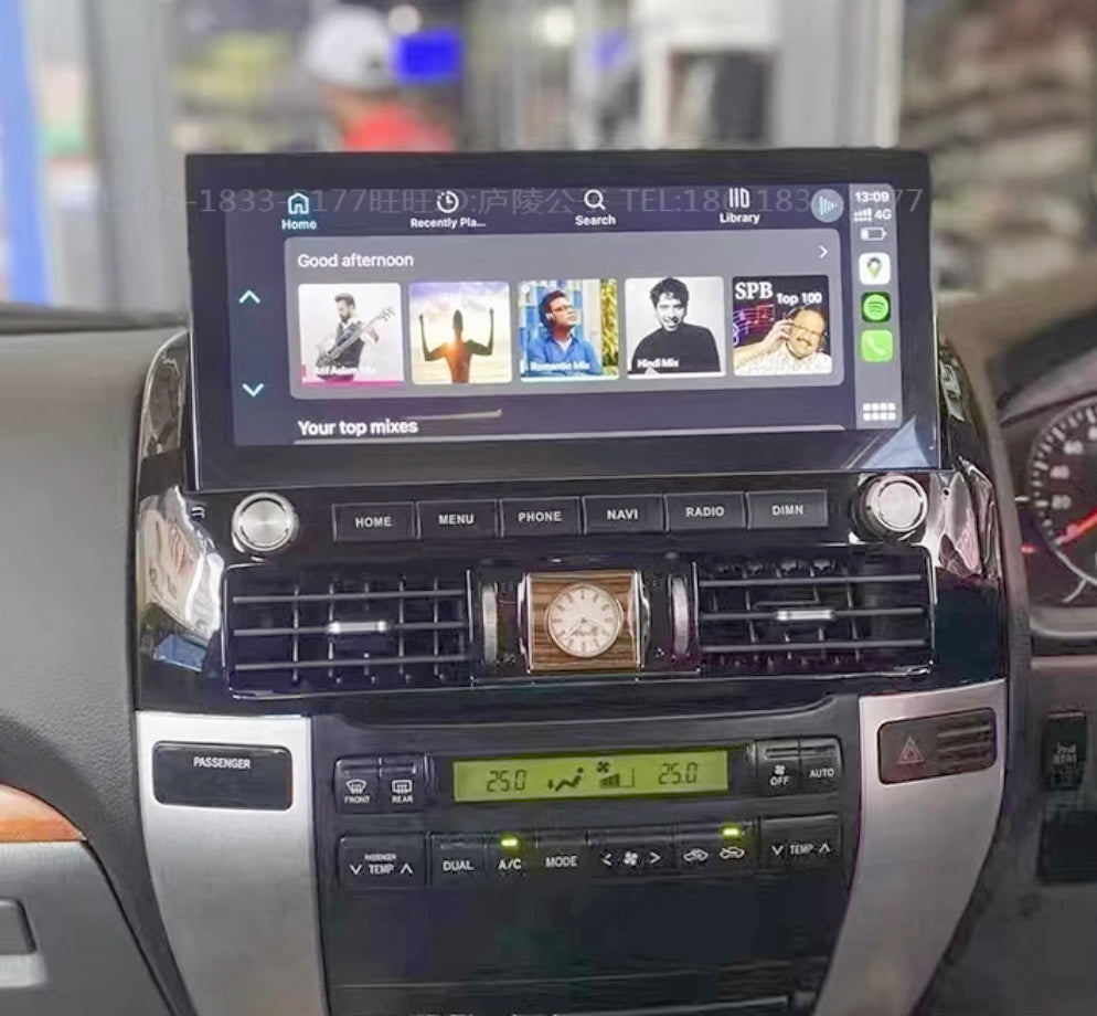 Toyota Prado 120 Series 03-09 12.3" Horizontal Screen Wireless Apple CarPlay Android Auto Stereo Tesla style