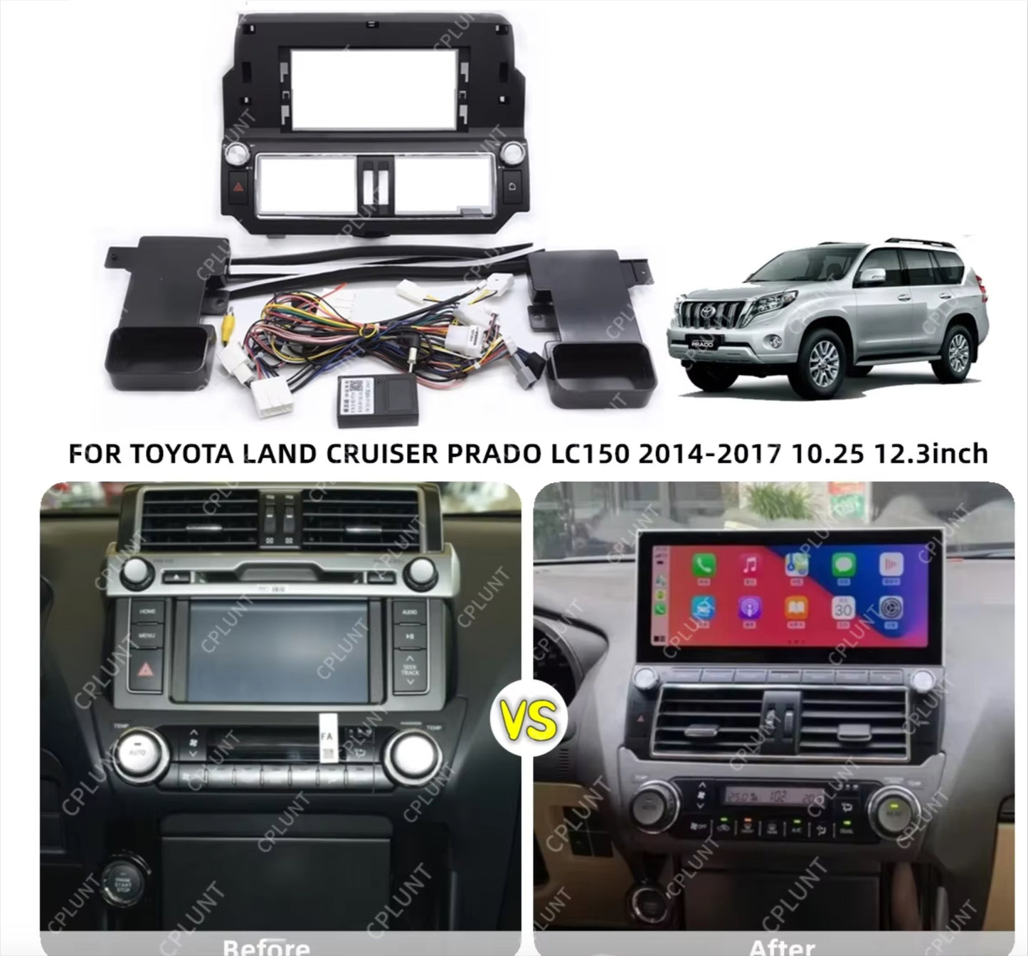 Toyota Prado 150 2014-2018 12.3" Wide screen GPS Wireless Apple CarPlay Android Auto Stereo