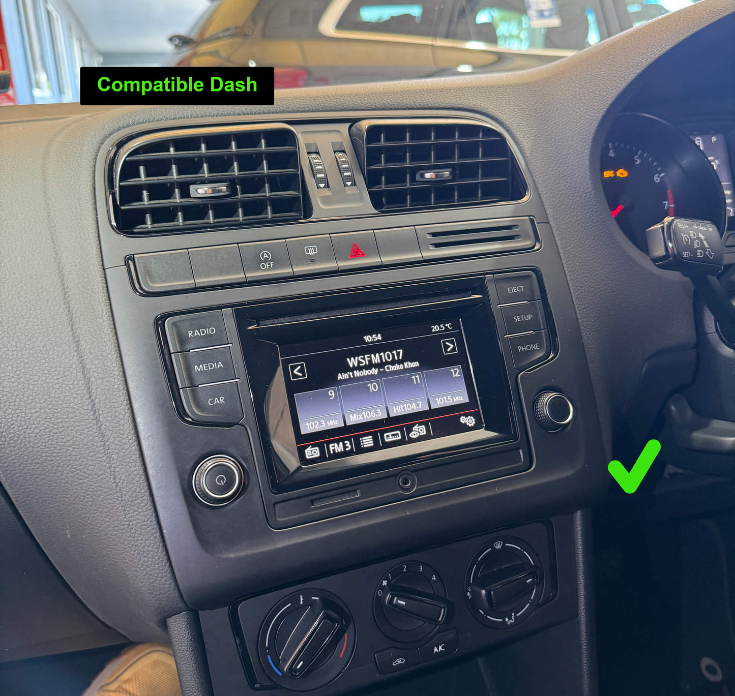 Volkswagen VW Polo 14-18 stereo facia 10 inch android Double din 2 din fascia frame surround, VW Volkswagen Polo 14-18 Add Wireless Carplay & Android Auto MMI Retrofit integration interface Moduel