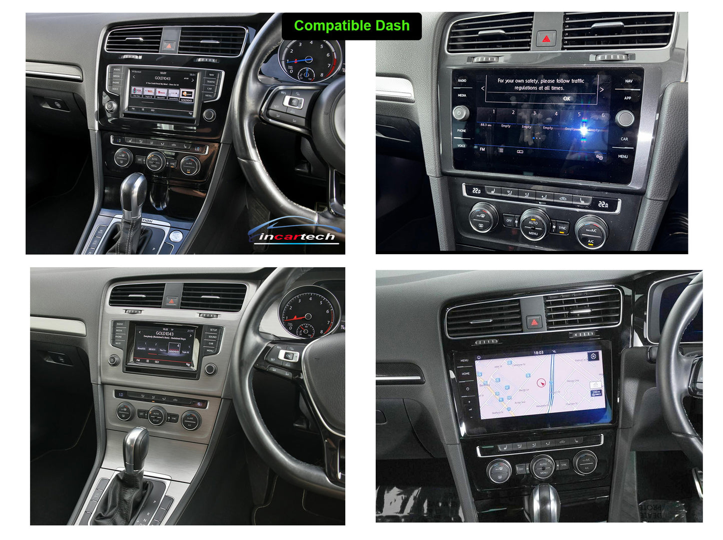 Volkswagen VW Golf 13-20 mk7 GTI 13.3" Tesla style Infotainment Wireless Apple CarPlay GPS Stereo
