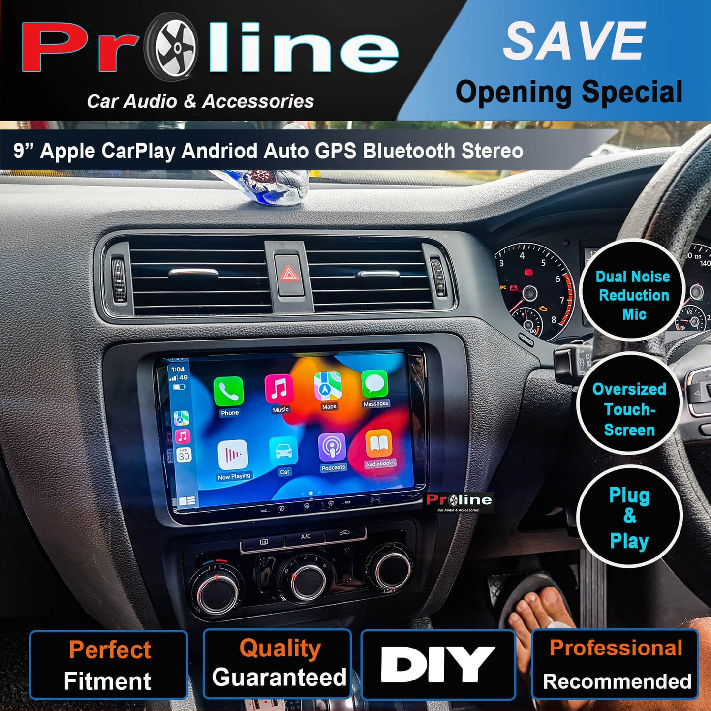 Volkswagen VW Golf MK6 07-13 9" GPS Infotainment Wireless CarPlay Android Auto