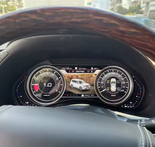 12.3” Display Cockpit Dashboard For Nissan Patrol Y62 2010-2023 LCD Virtual Digital Instrument Cluster GPS Compass Odometer Speedometer