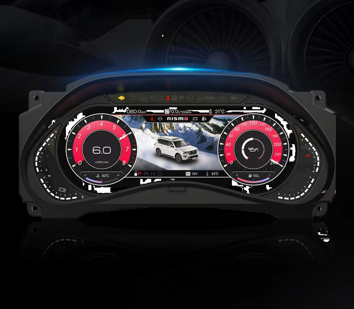 12.3” Display Cockpit Dashboard For Nissan Patrol Y62 2010-2023 LCD Virtual Digital Instrument Cluster GPS Compass Odometer Speedometer