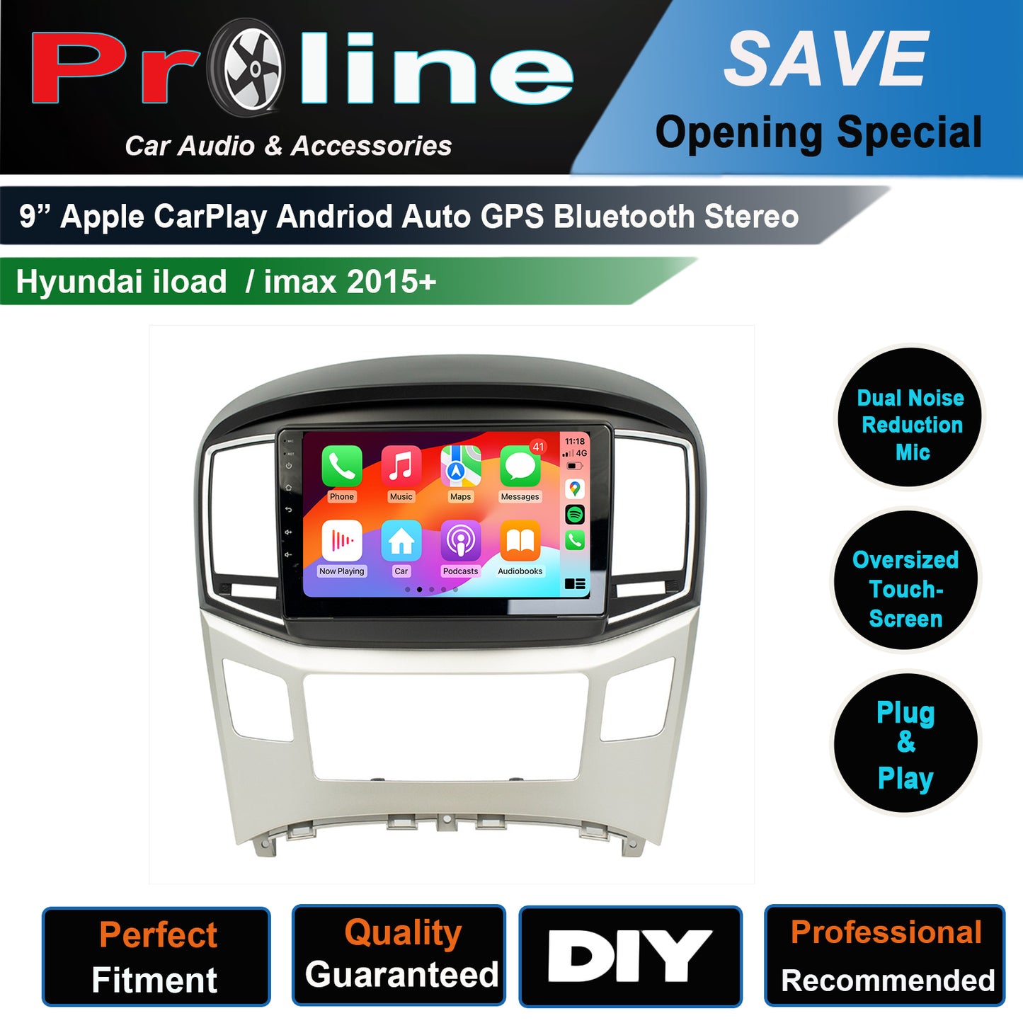 Hyundai imax 2015-2022 Aftermarket stereo 9" GPS BT wireless CarPlay Android Auto Radio
