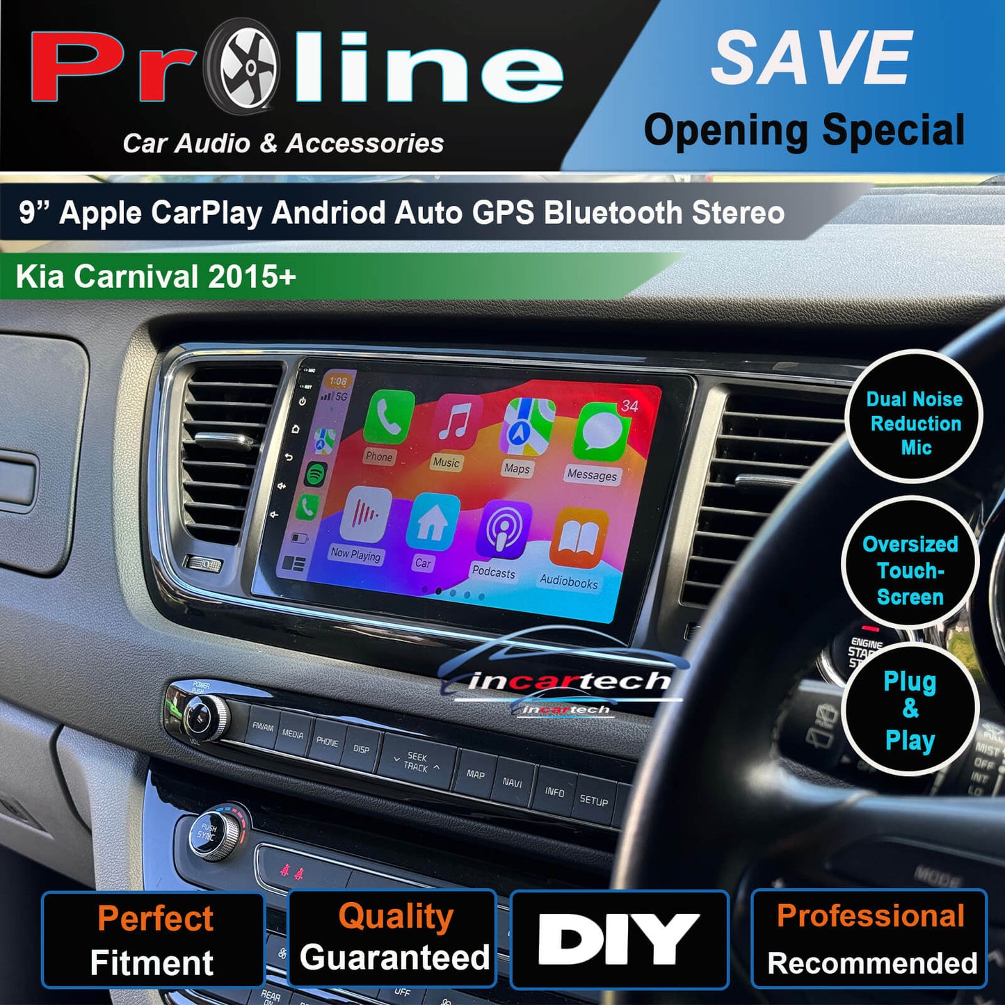 Kia Carnival 15+ Wireless Apple CarPlay Android auto GPS Bluetooth Stereo Radio
