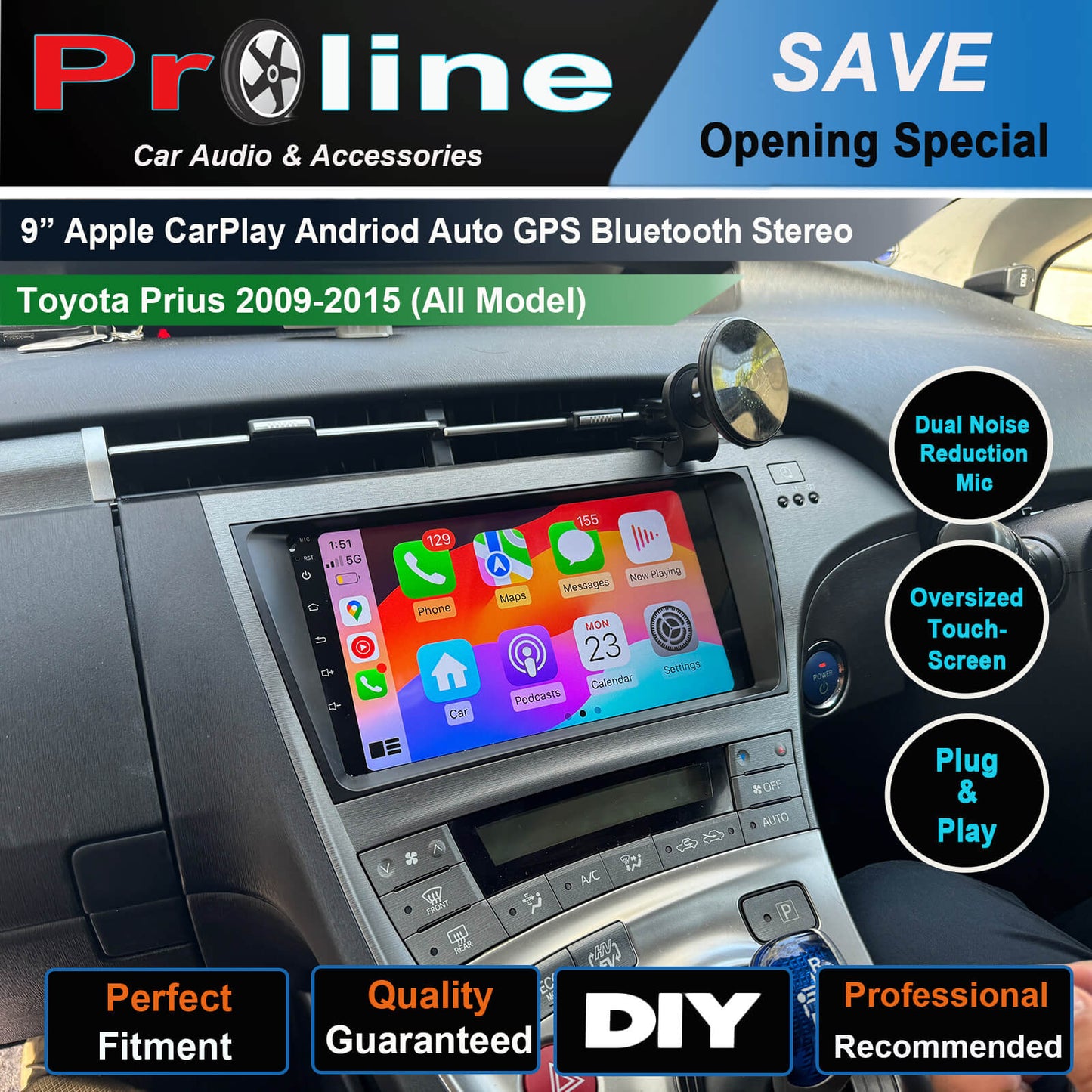 Toyota Prius 2009-2015 9" GPS Wireless Apple CarPlay Android Auto Stereo SatNav