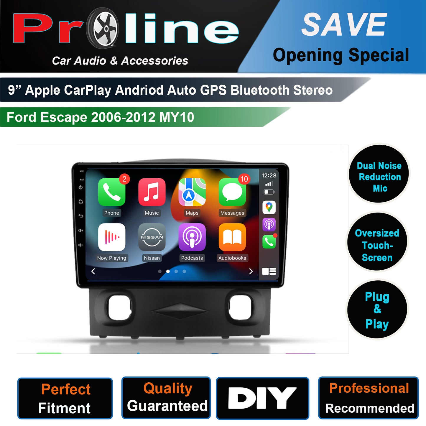 Ford Escape 2006-2012 MY10 Wireless Apple CarPlay Android auto Stereo GPS Radio