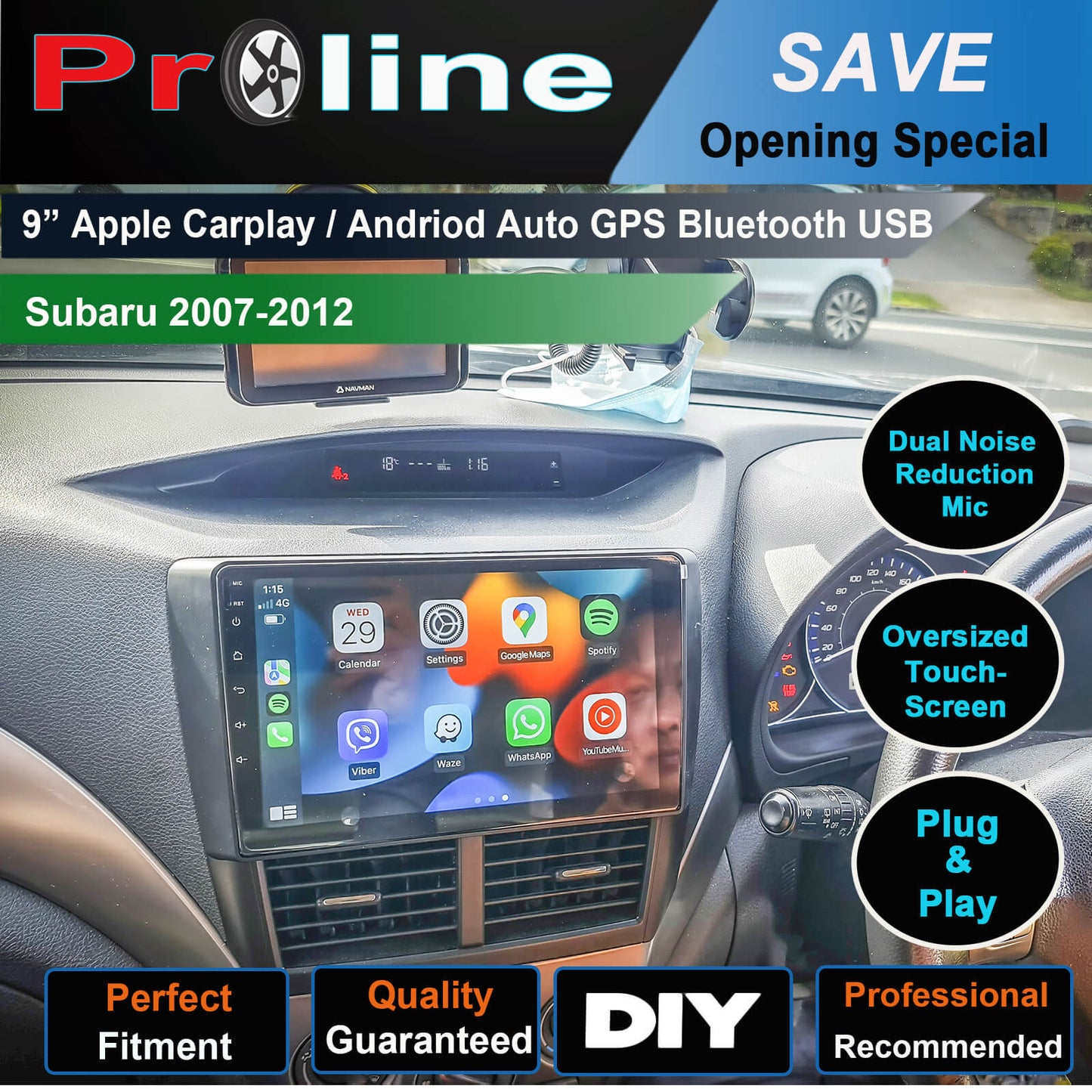 Subaru Impreza 2007-2012 9" Screen Wireless Apple Carplay Bluetooth Radio Headunit