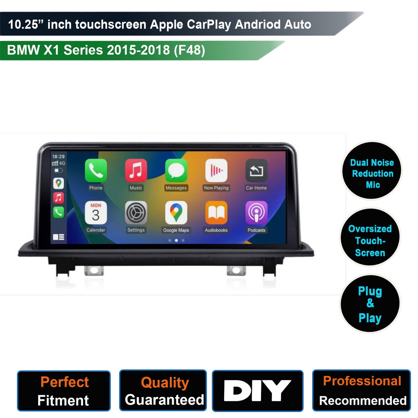 BMW x1 15-18 (F48F39) 10.25 inch touchscreen stereo wireless Carplay Android auto