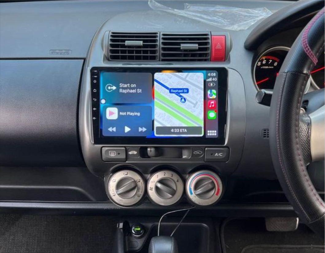 Honda Jazz 2005-2008 9" GPS Apple CarPlay Android Auto Navigation HeadUnit screen