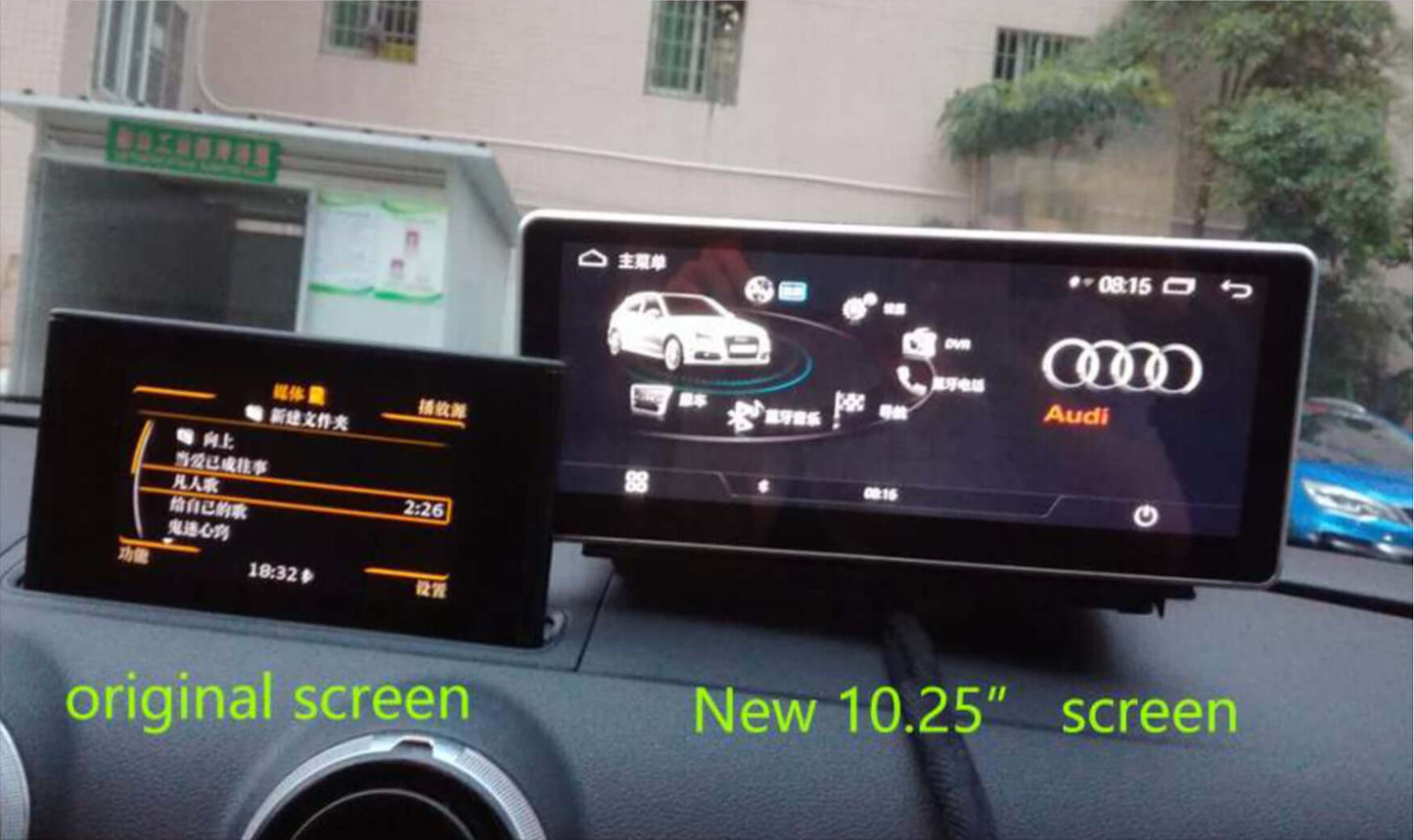Audi A3 2012-2019 12.3 inch touchscreen aftermarket screen upgrade Car stereo wireless Carplay and wireless android auto