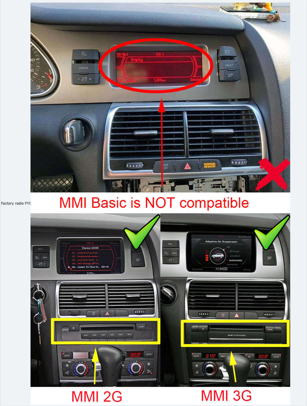 Audi A6 C6 10.25 inch touchscreen aftermarket upgrade Car stereo wireless Carplay and wireless android auto 2004-2011