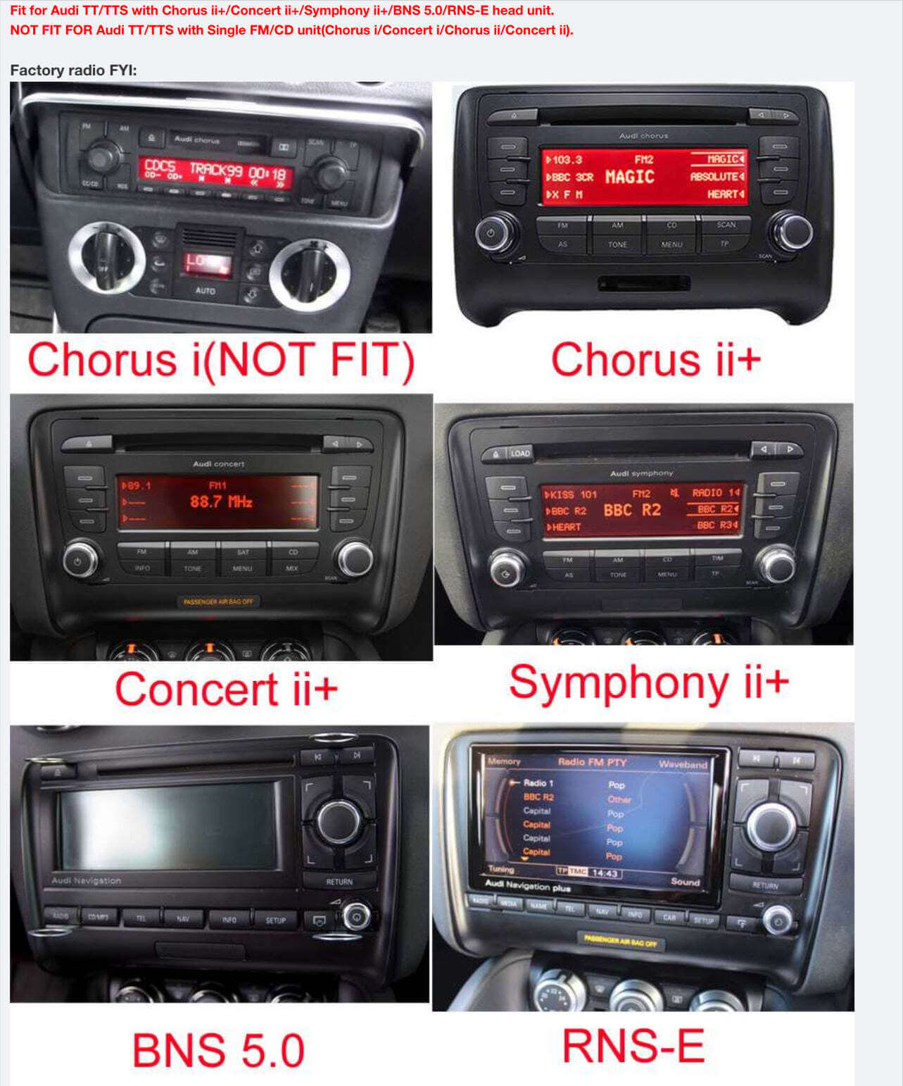 Audi TT/TTS 9 inch touchscreen aftermarket upgrade Car stereo wireless Carplay and wireless android auto 2006-2013