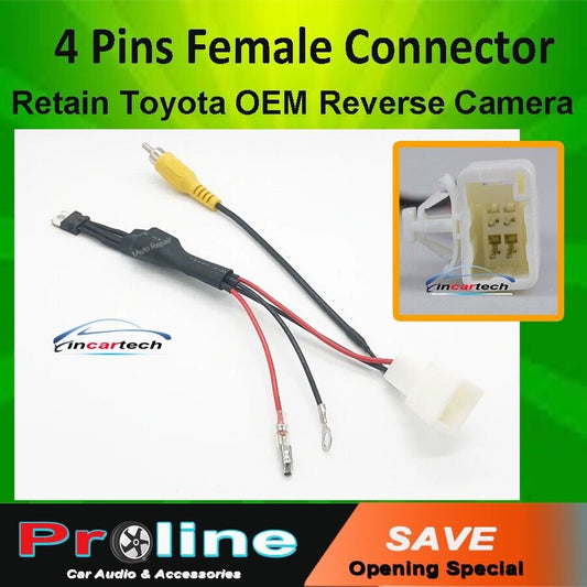 Fit Toyota 4 pins Retain reverse female camera plug lead adaptor 6v voltage