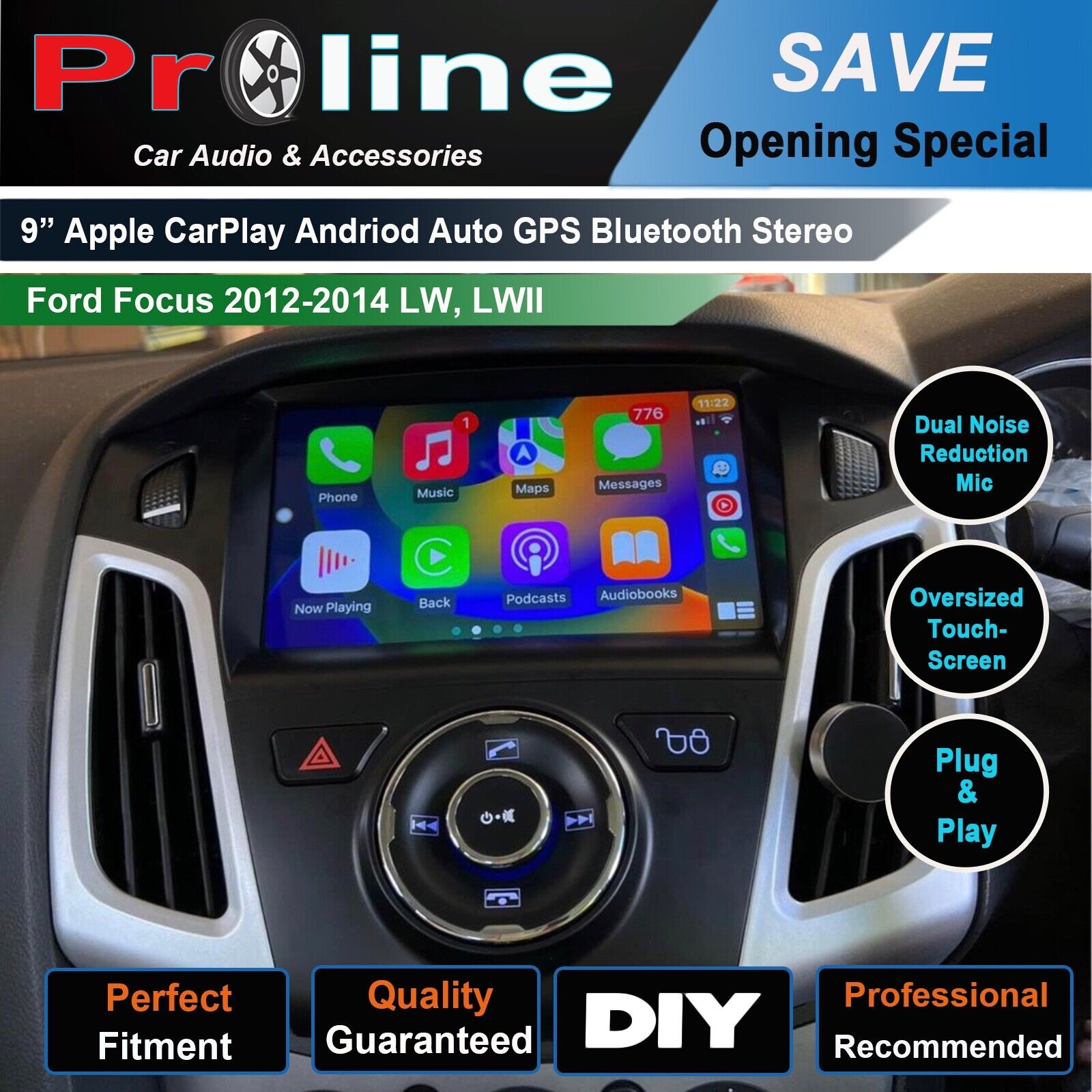 Wireless Apple CarPlay Android Auto Ford Focus 12-14 Radio stereo GPS