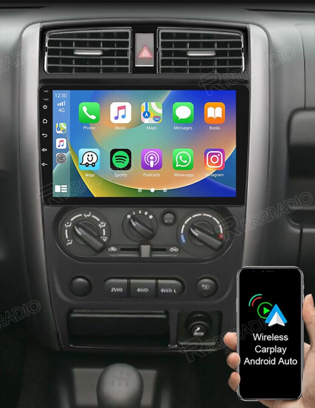 Suzuki Jimmy 05-16 Wireless Apple Carplay Android Auto GPS SatNav Radio Stereo, Radio stereo GPS Camera for Fit Suzuki Jimmy 05-16 head unit upgrade for Fit Suzuki Jimmy 05-16, Fit Suzuki Swift 05-11 head unit replacement for Fit Suzuki Jimmy 05-16 head unit upgrade, for Fit Suzuki Jimmy 05-16 stereo upgrade suit both manual and digital air condition control, provides installation. Upgrade to the Lastest Wireless Apple CarPlay Android Auto.
