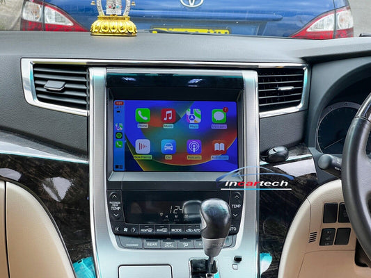 Fit Toyota Alphard 08-14 GPS Wireless Apple CarPlay Android Auto Stereo Radio, Toyota Alphard 08-14 head unit replacement for Toyota Alphard 08-14, Toyota Alphard 08-14 head unit upgrade, for Toyota Alphard 08-14 stereo upgrade suit both manual and digital air condition control, provides installation. Upgrade to the lastest Wireless Apple CarPlay Android Auto