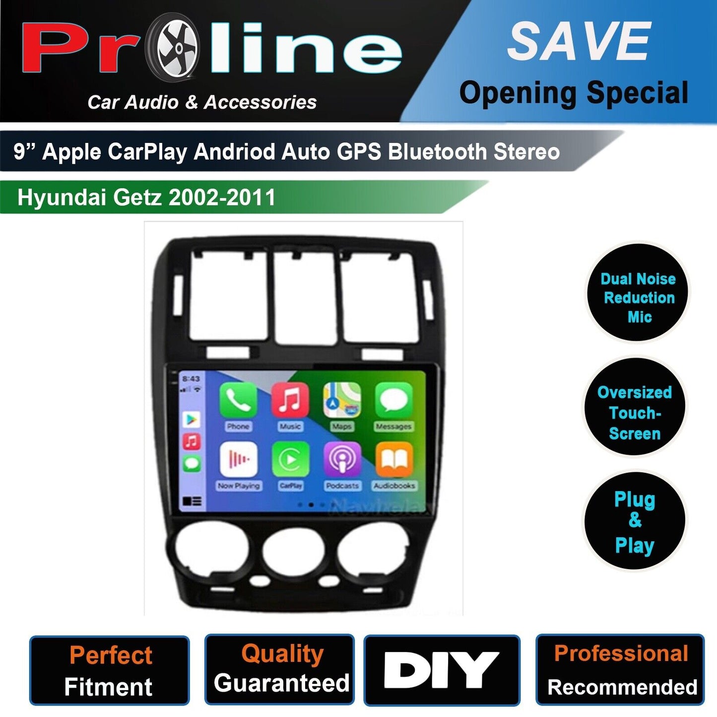 Hyundai Getz 02-11 GPS Bluetooth Apple CarPlay Android Auto USB Stereo Screen, Radio stereo GPS Camera for Hyundai Getz 02-11 head unit upgrade for Fit Hyundai Getz 02-11 head unit replacement for Fit Hyundai Getz 02-11 head unit upgrade, for Fit Hyundai Getz 02-11 stereo upgrade suit both manual and digital air condition control, provides installation. Upgrade to the Lastest Wireless Apple CarPlay Android Auto.