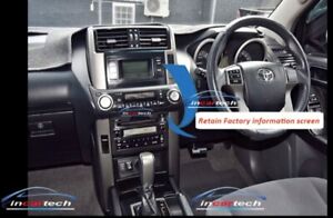Toyota Prado 150 GX GLX VX 09-13 keep factory small screen display retention, Fit Toyota Prado 150 stereo Double Din dash facia kit small screen retention