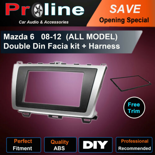 For Mazda 6 2008-2012 Radio Stereo double DIN Facia Dash Panel Trim kit install. Support both 173 x 98mm Double DIN and 178 x 102mm.Double DIN (99% of any aftermarket stereo)