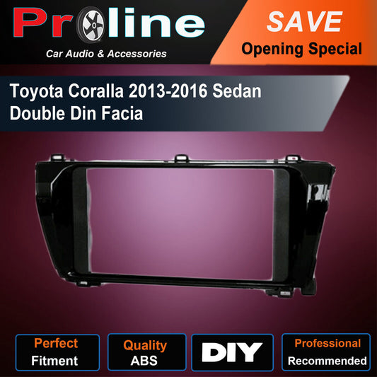 Fit Toyota Corolla stereo Double 2 Din fascia dash panel facia plate13-16 sedan. Support both 173 x 98mm Double DIN and 178 x 102mm.Double DIN (99% of any aftermarket stereo)
