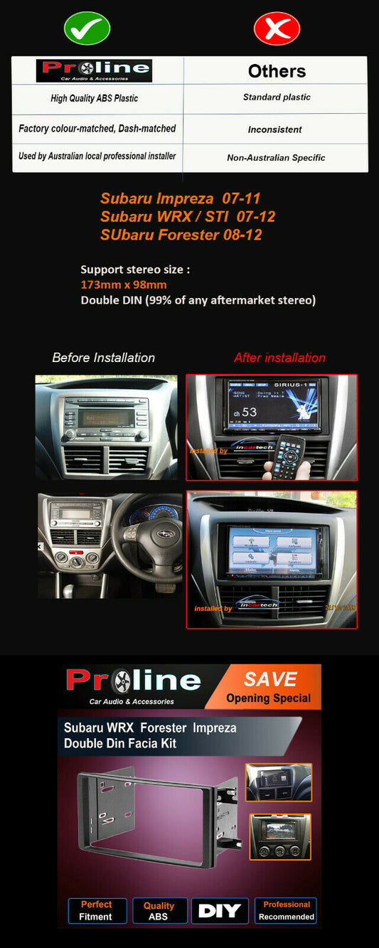 Subaru WRX Forester Impreza 07+ DOUBLE DIN radio facia sterero Fascia Dash kit