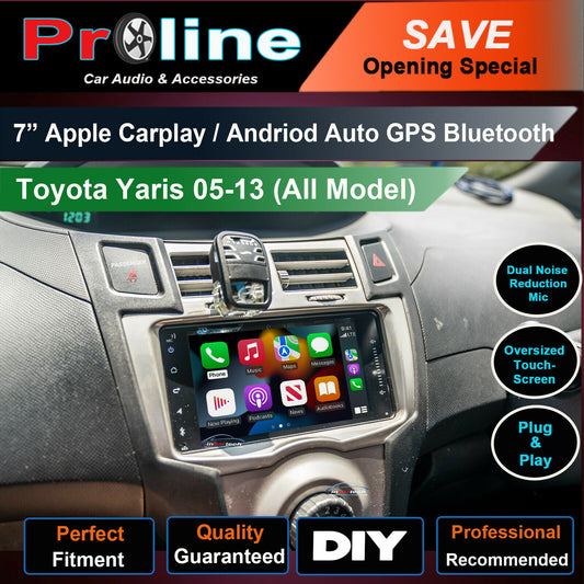 Fit Toyota Yaris 05-14 Apple CarPlay Andriod Auto GPS Bluetooth Stereo Radio USB, Toyota Yaris 05-14 head unit upgrade for Toyota Yaris 05-14 head unit replacement for Toyota Yaris 05-14 upgrade, Toyota Yaris 05-14 stereo upgrade suit both manual and digital air condition control, provides installation. Upgrade to the Latest Wireless Apple Carplay Android Auto
