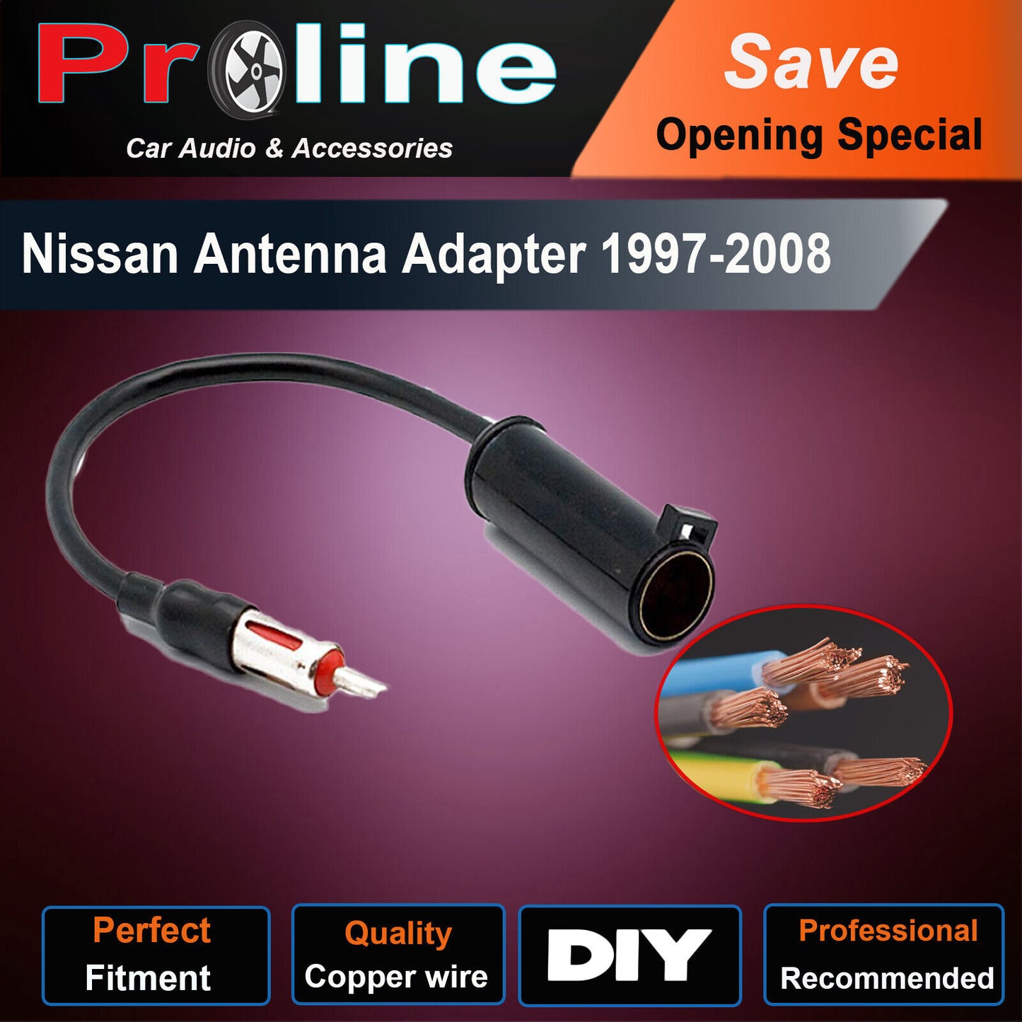 Nissan Antenna Adaptor 1997-2008, fit NISSAN Antenna adaptor adapter aerial plug lead connector male DIN 97-08