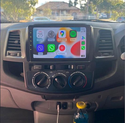 Toyota Hilux 05-16 Workmate SR5 GPS Wireless Apple CarPlay Stereo GPS camera,  Toyota Hilux 05-16 Workmate SR5 head unit upgrade for Toyota Hilux 05-16 Workmate SR5 , head unit replacement for Toyota Hilux 05-16 Workmate SR5 upgrade, Toyota Hilux 05-16 Workmate SR5 stereo upgrade suit both manual and digital air condition control, provides installation. Upgrade to the Latest Wireless Apple CarPlay Android Auto
