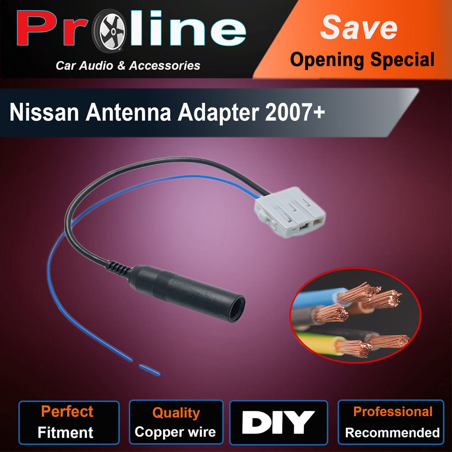 Nissan Antenna Adaptor 2007+, Antenna adaptor adapter male DIN converter plug Aerial lead cable for Nissan
