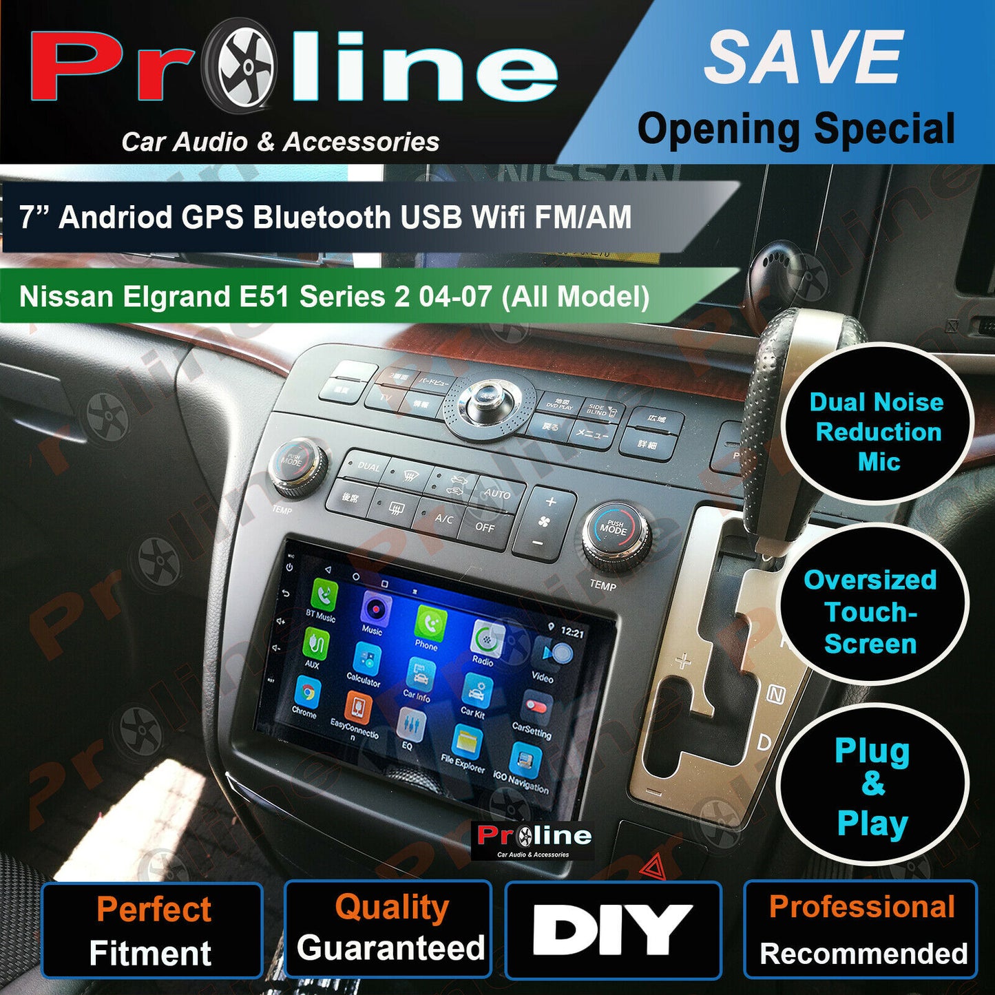 7 inch Nissan Elgrand E51 04-07 GPS Bluetooth Handfree Music Stream USB Nav, Nissan Elgrand E51 04-07 head unit upgrade, Nissan Elgrand E51 04-07 head unit replacement Nissan Elgrand E51 04-07 unit upgrade, Nissan Elgrand E51 04-07 stereo upgrade suit both manual and digital air condition control, provides installation. Upgrade to the Lastest Wireless Apple Carplay Android Auto
