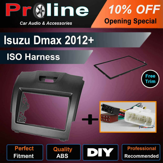 Fascia facia Isuzu D-Max DMAX MUX 2012+ Double Two DIN Dash Kit iso harness