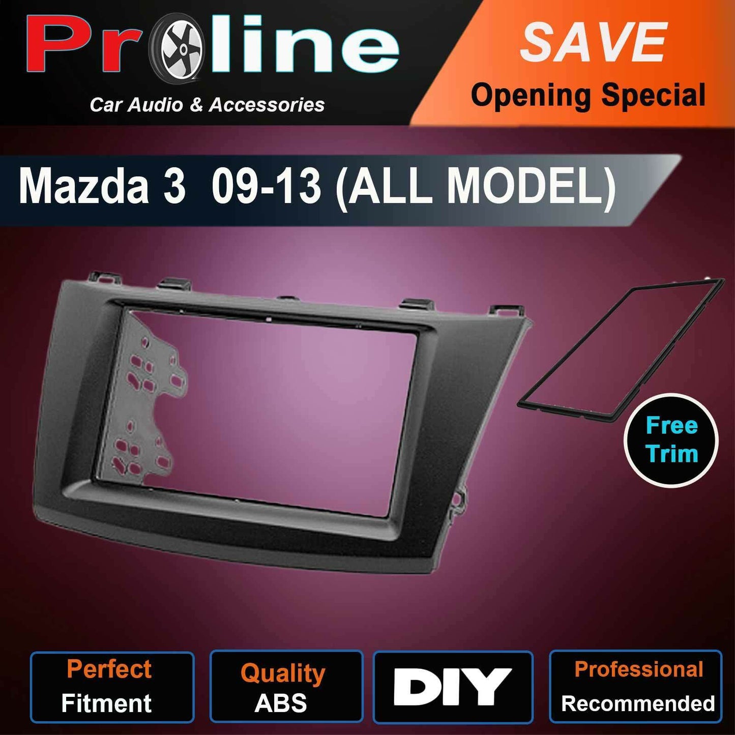 Mazda 3 2008-2013 stereo radio Double 2 Din fascia dash panel facia trim kit Neo