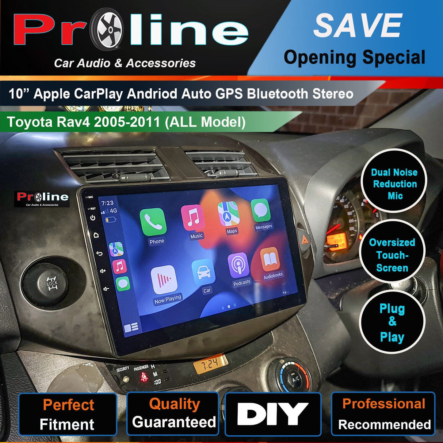 Fit Toyota Rav4 05-12 GPS Bluetooth Apple CarPlay Android Auto DSP Screen 10", Toyota Rav4 05-12 head unit upgrade for Toyota Rav4 05-12 head unit replacement for Toyota Rav4 05-12 upgrade, for Toyota Rav4 05-12 stereo upgrade suit both manual and digital air condition control, provides installation. Upgrade to the Lastest Wireless Apple Carplay Android Auto
