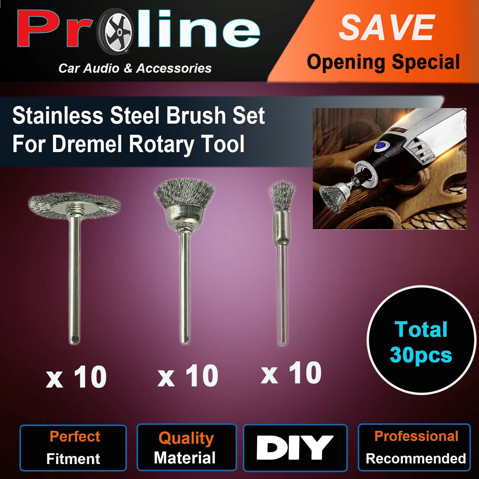 30x Stainless Steel Wire Cup Mix Brush Set For Dremel Rotary Tool Accessories