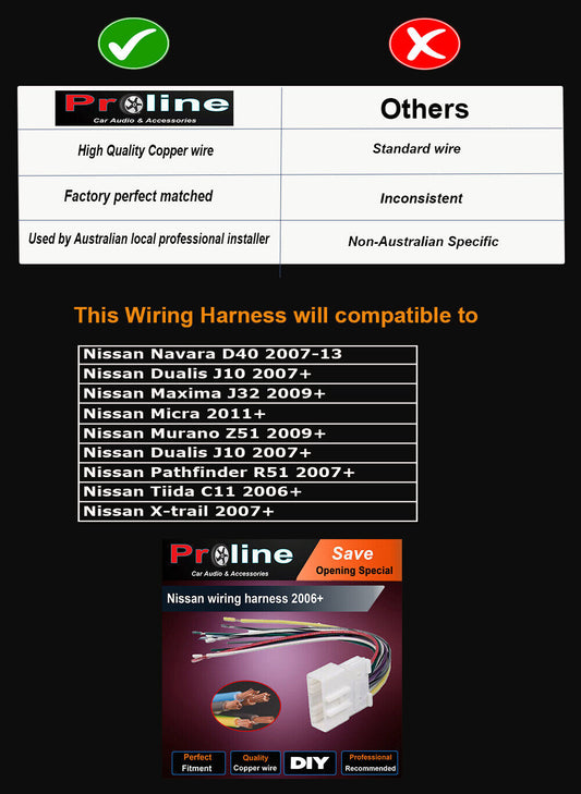 Fit Nissan Dualis wiring harness adaptor cable connector lead loom plug wire