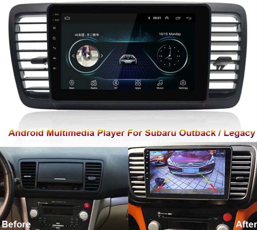 Subaru Liberty Outback 04-08 Apple Carplay Bluetooth GPS Navigation 9" screen, Subaru Liberty Outback 04-08 head unit upgrade, Subaru Liberty Outback 04-08 head unit replacement Subaru Liberty Outback 04-08 unit upgrade, Subaru Liberty Outback 04-08 stereo upgrade suit both manual and digital air condition control, provides installation. Upgrade to the Lastest Wireless Apple Carplay Android Auto
