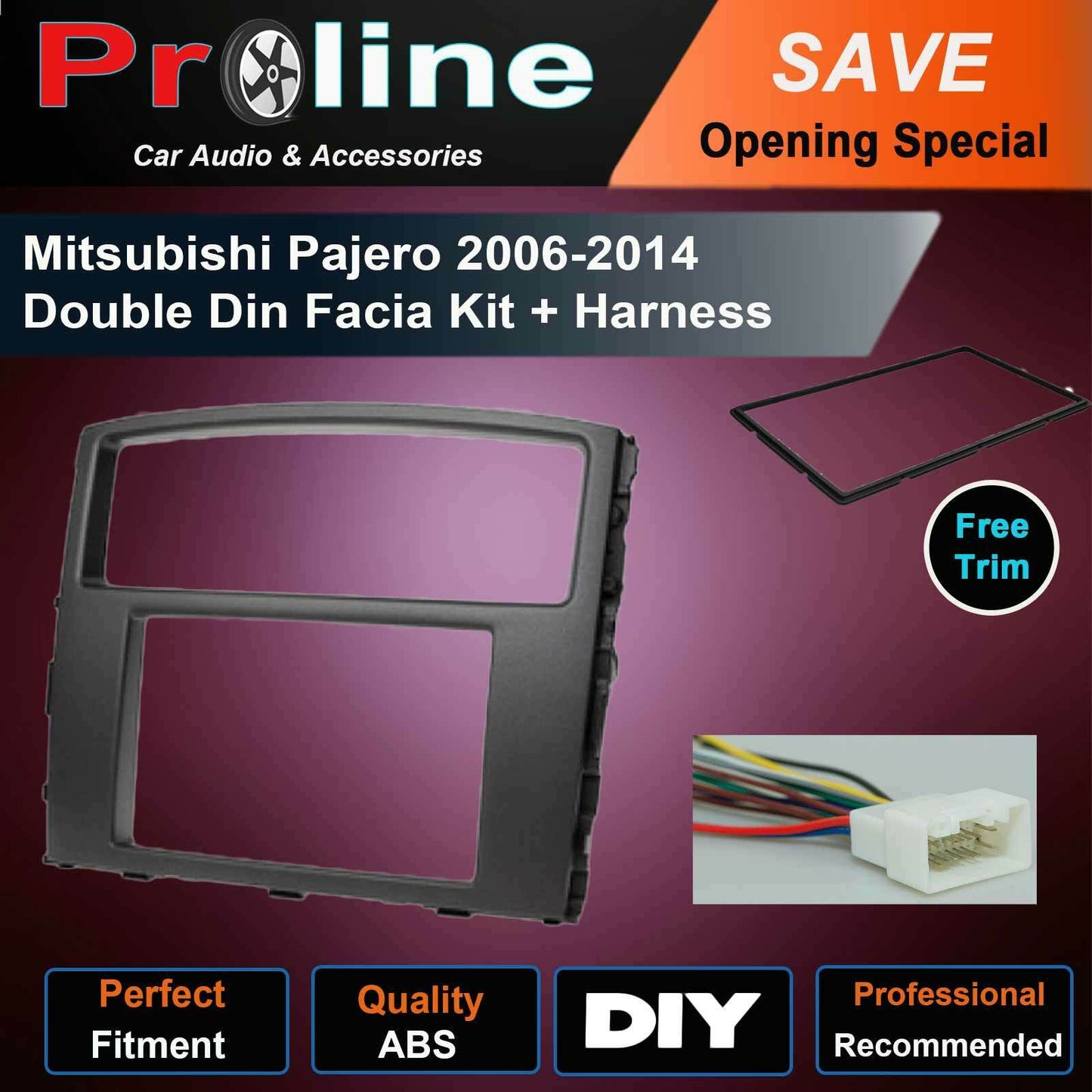 Mitsubishi Pajero 2006-2014 Double Din fascia kit+ Harness