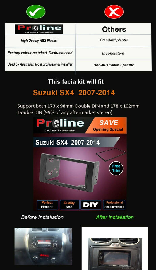 Suzuki SX4 SX-4 2007-2014 Radio double 2 DIN Facia Dash Trim fascia bracket