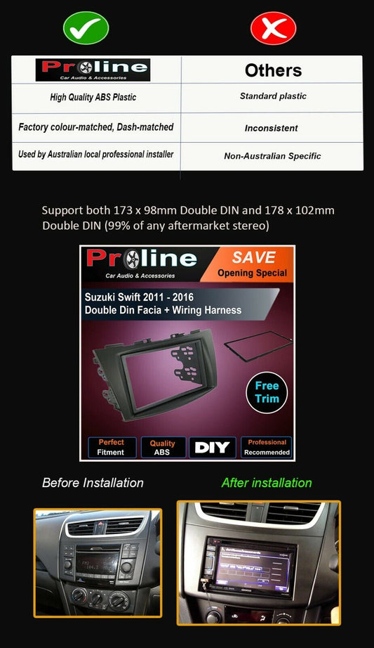 Suzuki Swift 2011-2016 Radio double 2 DIN Facia Dash Trim fascia bracket™