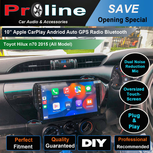 15+ Toyota Hilux Workmate SR5 GPS Wireless Apple Carplay Stereo GPS SatNav Rogue, 15+ Toyota Hilux Workmate SR5 head unit upgrade for 15+ Toyota Hilux Workmate SR5 15+ Toyota Hilux Workmate SR5  head unit replacement for 15+ Toyota Hilux Workmate SR5 upgrade, 15+ Toyota Hilux Workmate SR5 stereo upgrade suit both manual and digital air condition control, provides installation. Upgrade to the Lastest Wireless Apple Carplay Android Auto