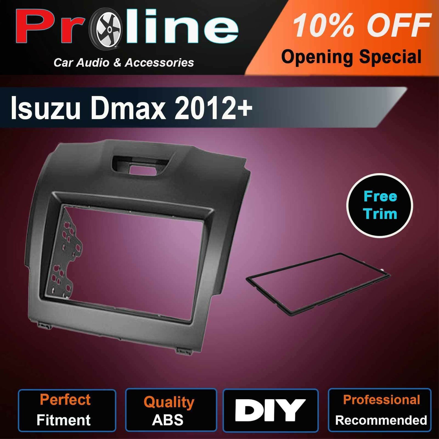 Fascia facia Fits Isuzu D-Max DMAX 2012+ Double Two 2 DIN Dash Kit. Support both 173 x 98mm Double DIN and 178 x 102mm.Double DIN (99% of any aftermarket stereo)