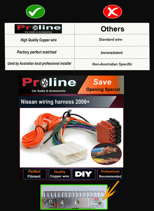 fit 2006+ Nissan ISO WIRING HARNESS radio lead wire loom connector adaptor